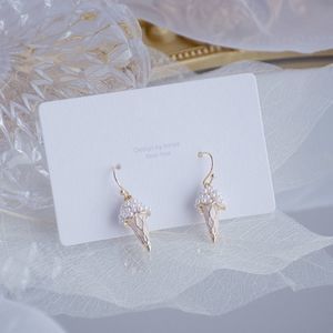 NWT NEW Gold plated Pearl crust Ice Cream Earrings